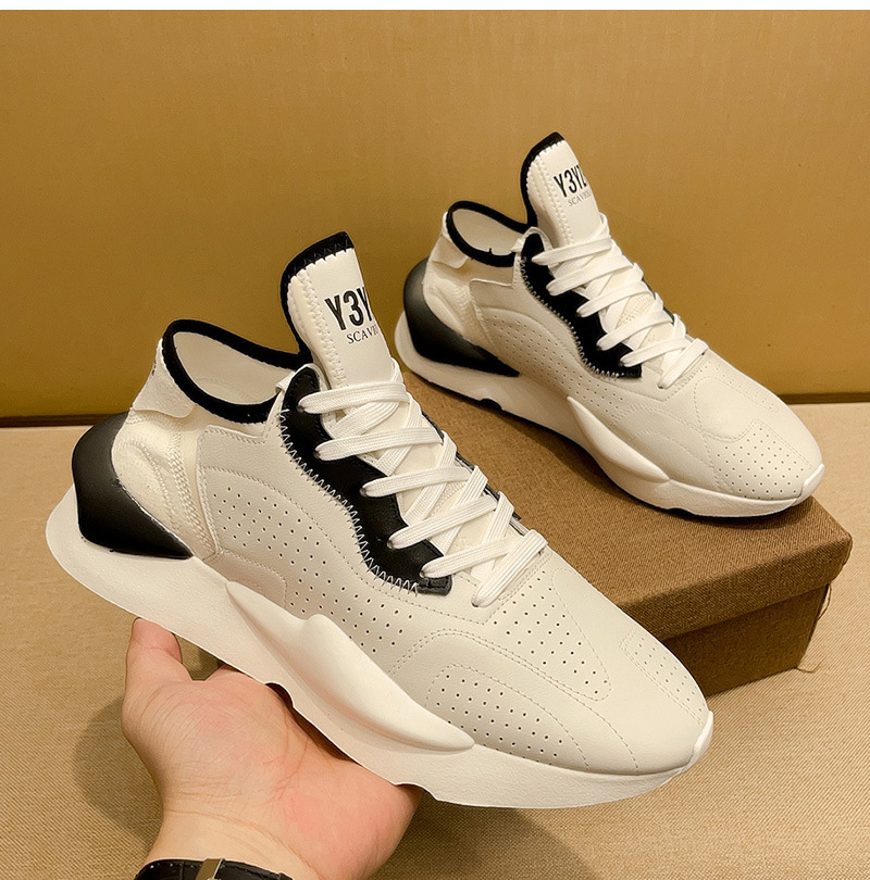 y3白武士男鞋真皮运动男士老爹鞋新款牛皮休闲板鞋透气正品男皮鞋