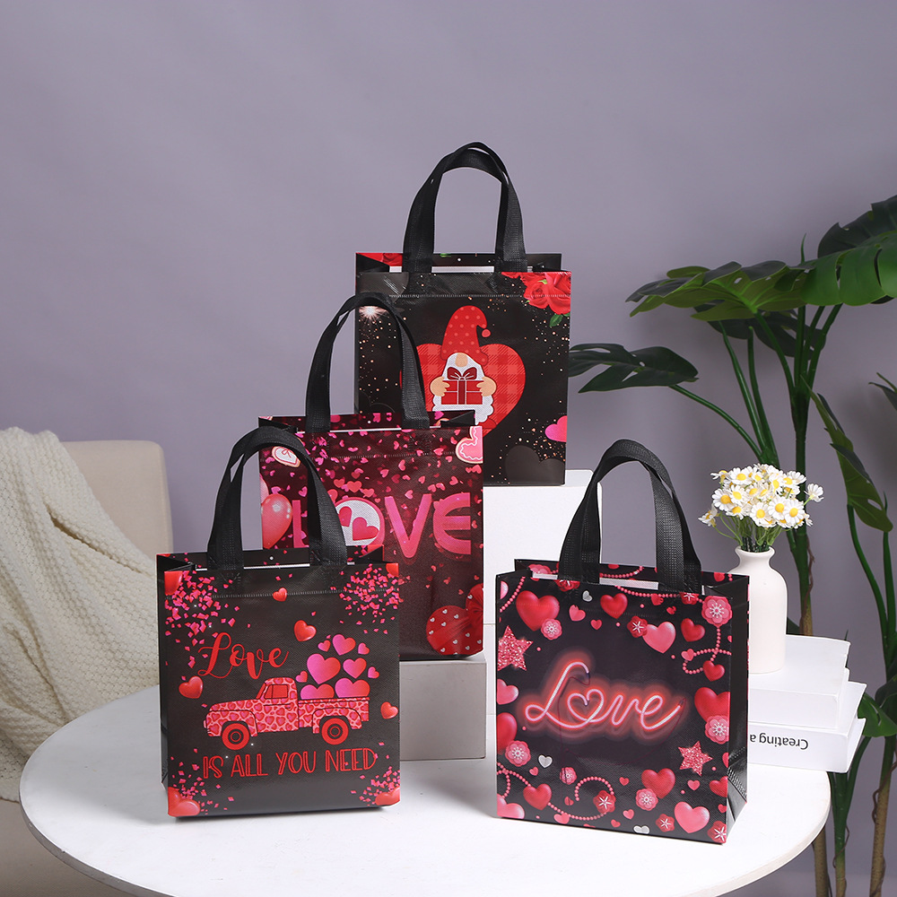 Party Gift Packaging Bag Valentine's Day Gift Bag Text Non-Woven Cloth Bag Wholesale Portable Waterproof Shopping Bag