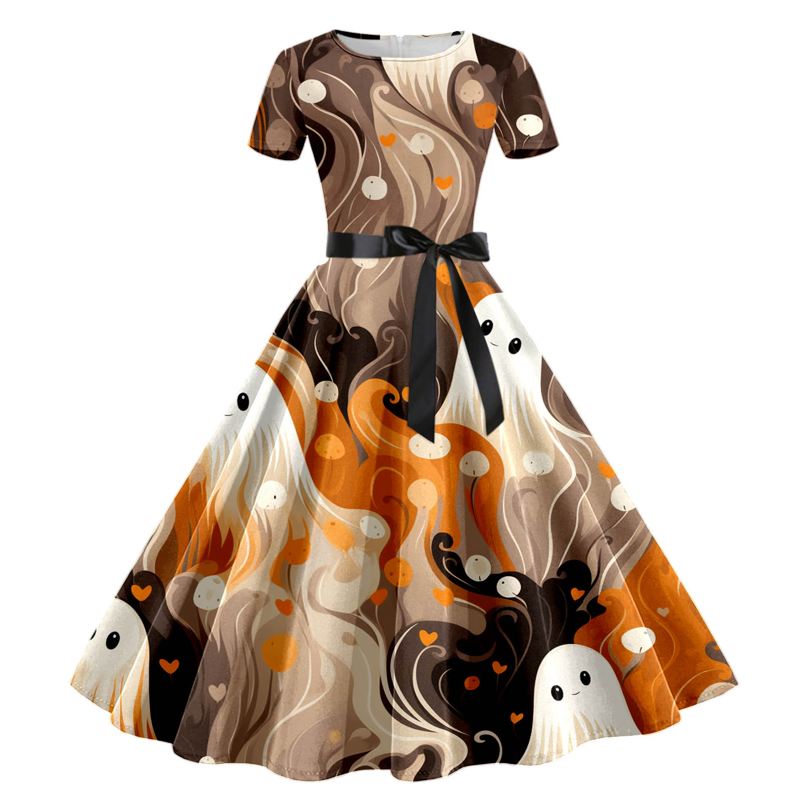 2023 Europe and America Cross Border New Women's Dress Halloween Short Sleeve Digital Printing Dress