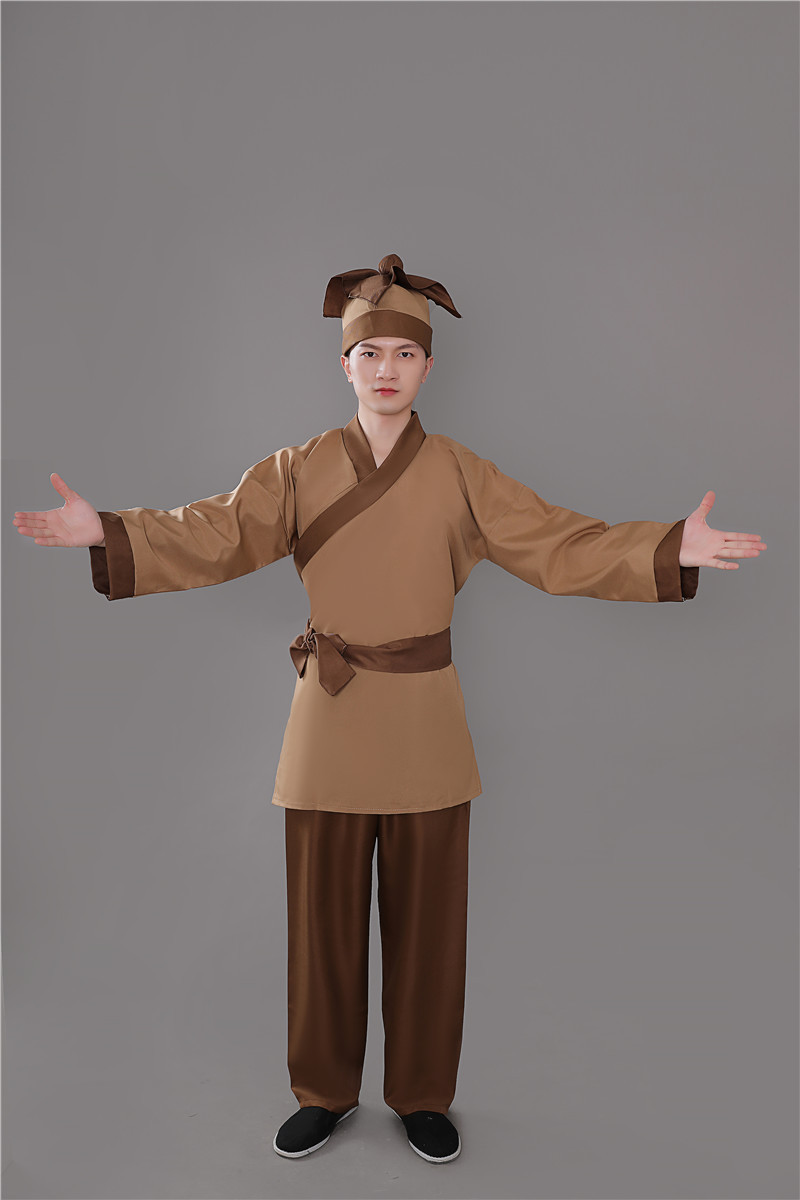 新款店小二平民古装演出成人汉服男农夫家丁仆人书童茶艺馆工作服