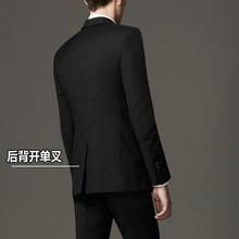 春夏男士西服套装灰色职业商务正装韩版修身新郎结婚礼服窄领西装