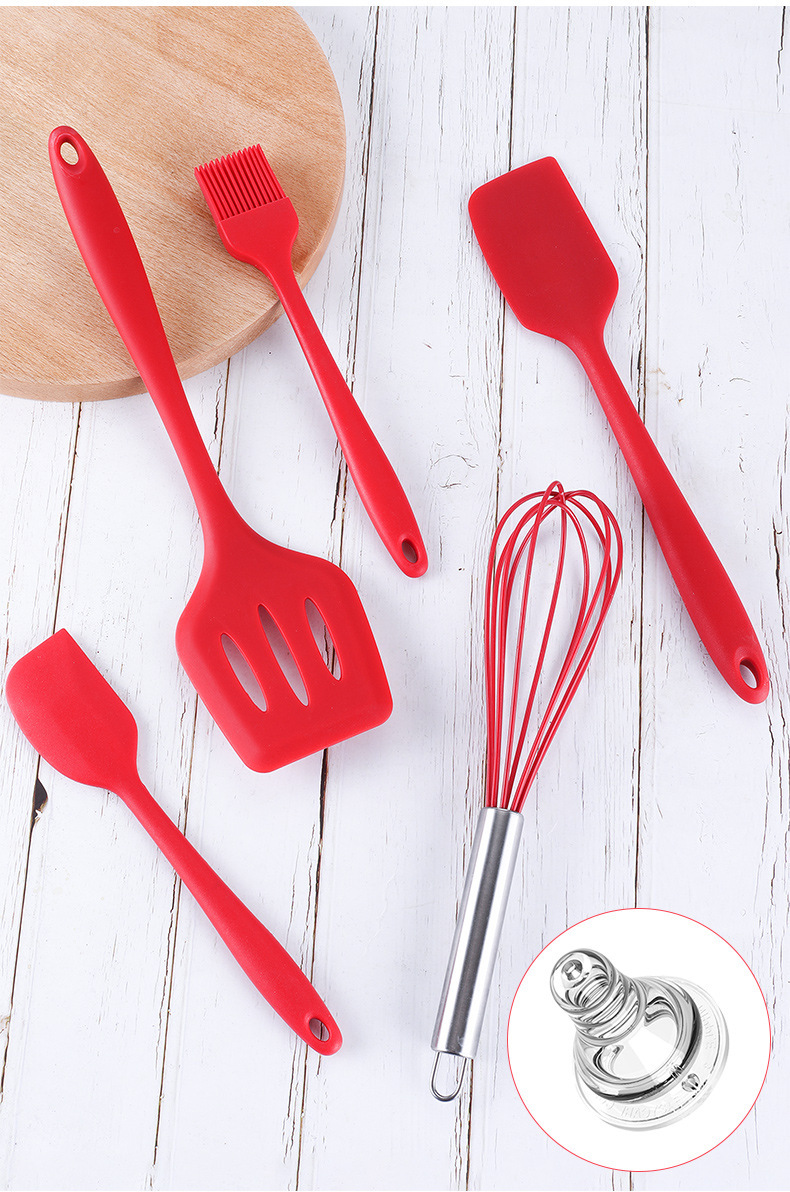 硅胶漏铲刮刀刷子打蛋器硅胶厨具5件套厨房用具套装厨房烹饪用具