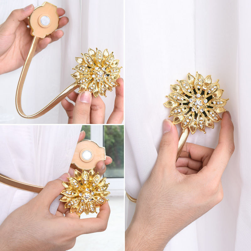 窗帘扣环法式绑带磁铁窗帘扣配件绑绳系带挂绳子磁性免打孔绑带热