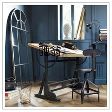 聀T欧美式绘画桌设计师工作台实木画板绘图桌子斜式制图书桌画室