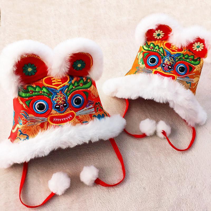 虎头帽儿童冬款棉帽男女宝宝虎帽子风纯手工老虎帽周岁新年帽