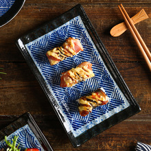 出口日本青海波 寿司盘日式长方盘小菜盘刺身料理居酒屋铁板烧盘