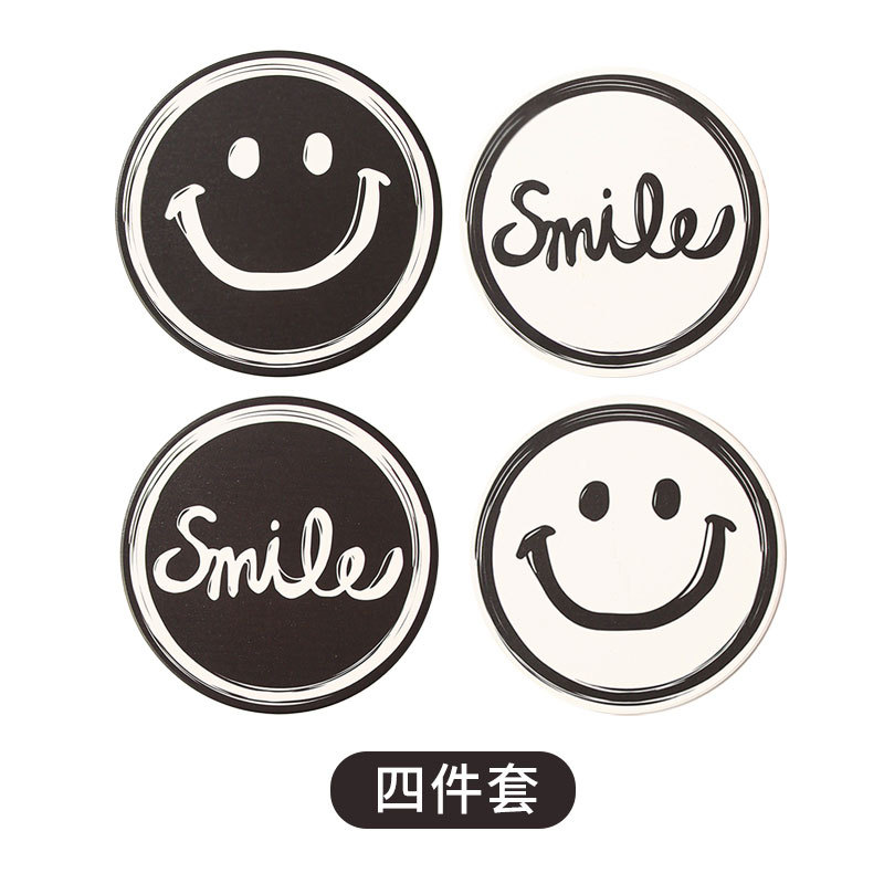 Creative Smiling Face Placemat Ceramic Absorbent Heat Proof Mat Household Restaurant Coaster Good-looking Potholder Wholesale