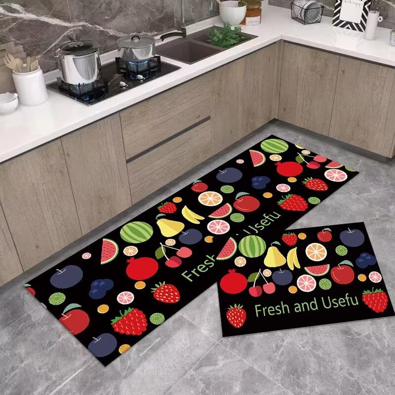 Diatom Ooze Fruit Printed Soft Mat Kitchen Two-Piece Set Floor Mat Absorbent Oil-Absorbing Non-Slip Mat Set Carpet