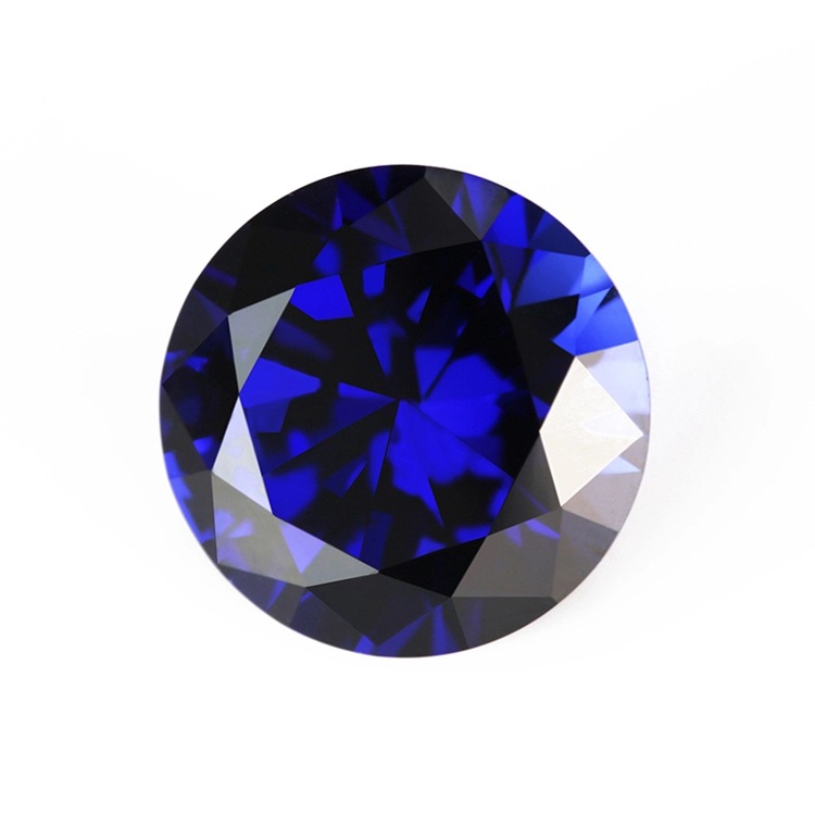 梧州宝石厂家批发 圆形34#蓝刚玉合成蓝宝石裸石 现货秒发 可定制