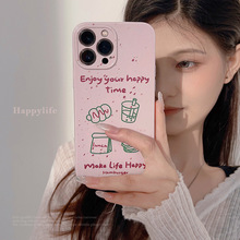 ins粉紫汉堡面包适用iphone14pro max手机壳韩风13苹果11硅胶15软