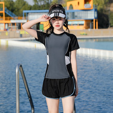 速干运动风专业泳衣女保守遮肚显瘦学生少女大童分体裙式温泉二件