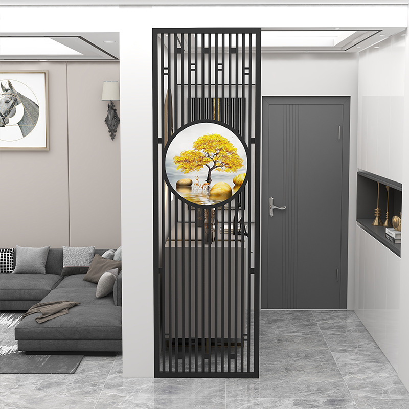 新中式铁艺双面雕花家庭玄关柜屏风简约现代入户门客厅不锈钢隔断