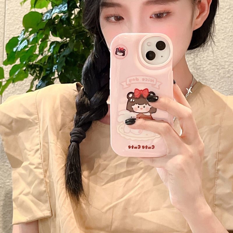 适用日韩ins泡芙可爱蝴蝶结女孩iphone13promax苹果12手机壳11x情