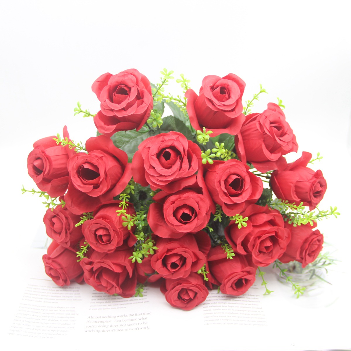 Artificial Flower Rose 18 Head Rose Silk Flower Living Room Flower Arrangement Decorative Fake Flower Decoration Photographing Props Bouquet