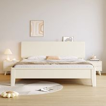 奶油风北欧实木床1.2米单人床家用小户型主卧象牙白1.5双人储物床