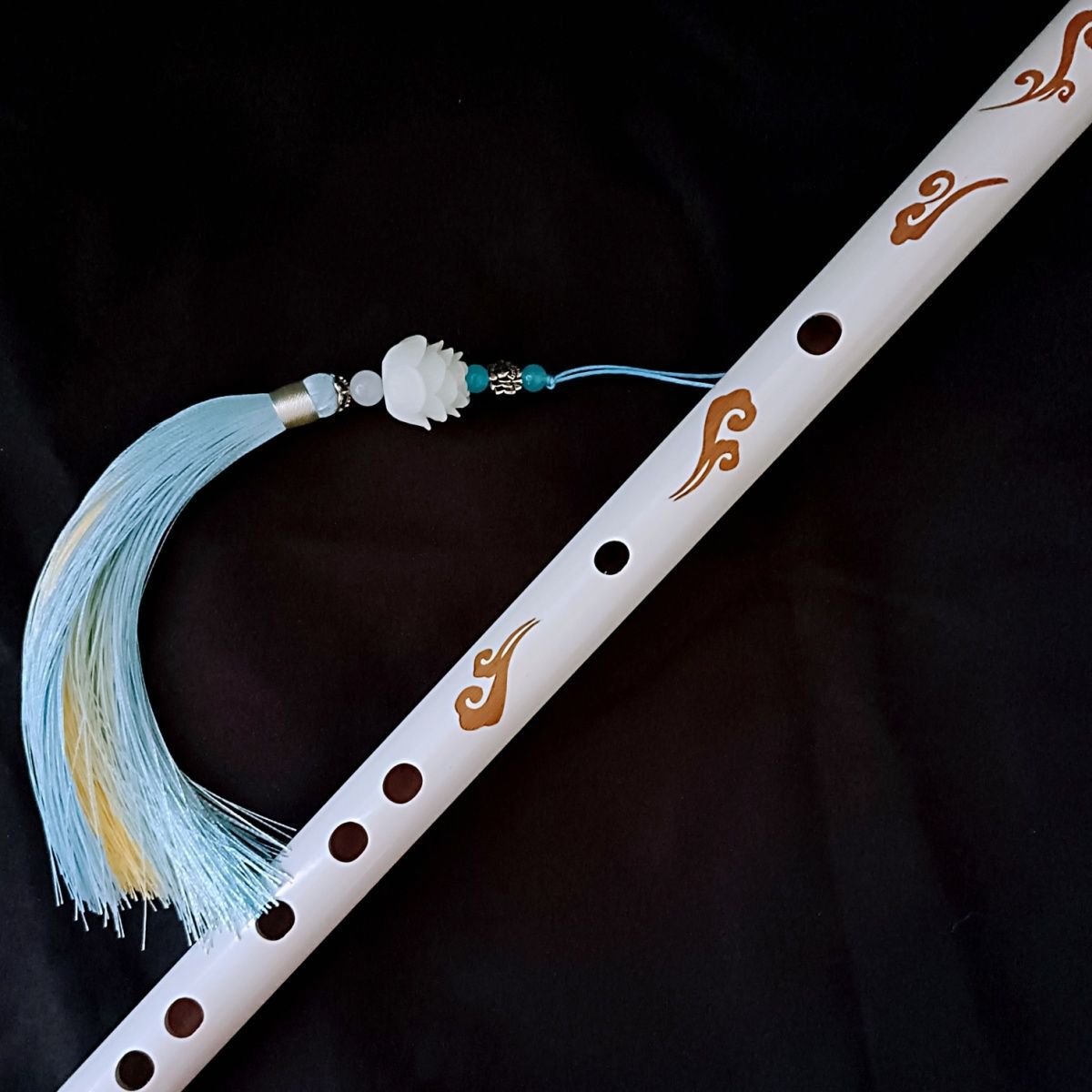 中国风白色竹笛子顾昀自学古风f横笛高端女cos仿古典精致民族乐器