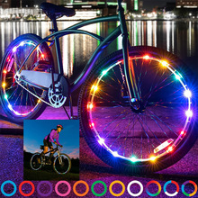 16色RGB全彩自行车车轮装饰灯风火轮辐条灯串夜行轮胎灯夜行灯串