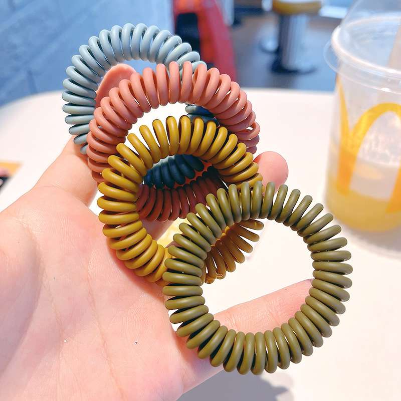 莫兰迪色磨砂电话线发圈彩色橡皮筋简约扎头发饰ins韩版仙女饰品