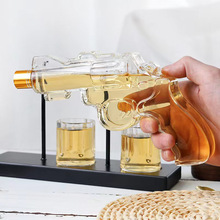 手枪造型玻璃工艺酒瓶 左轮造型泡酒器威士忌酒瓶艺术玻璃