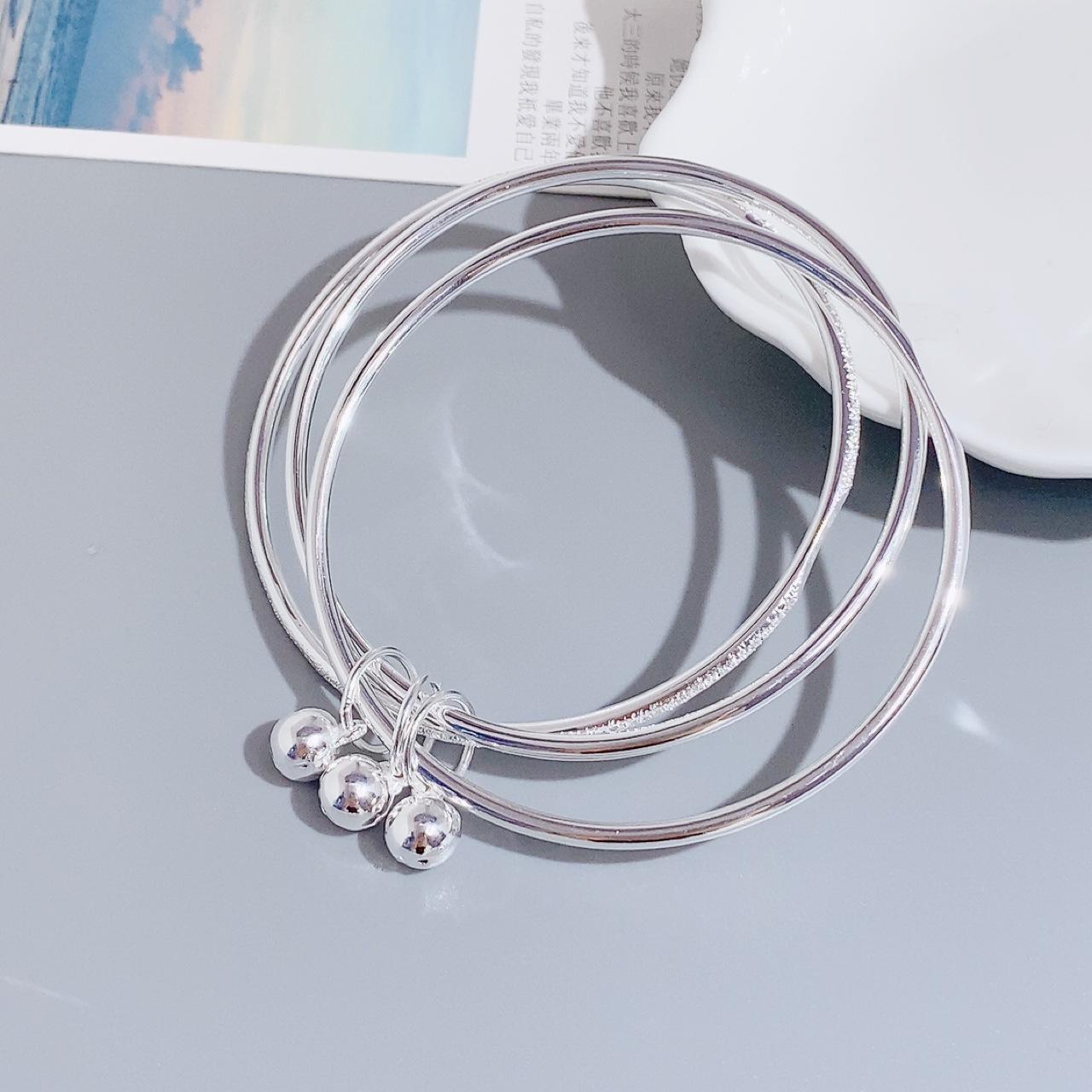 三生三世铃铛s999纯银手镯银镯子年轻款实心银饰时尚小众sz006154