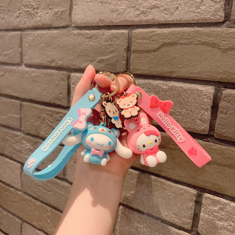 Clow M Key Chain Cinnamoroll Babycinnamoroll Little Doll Cartoon Schoolbag Pendant Melody Key Chain Silicone Ornaments Wholesale