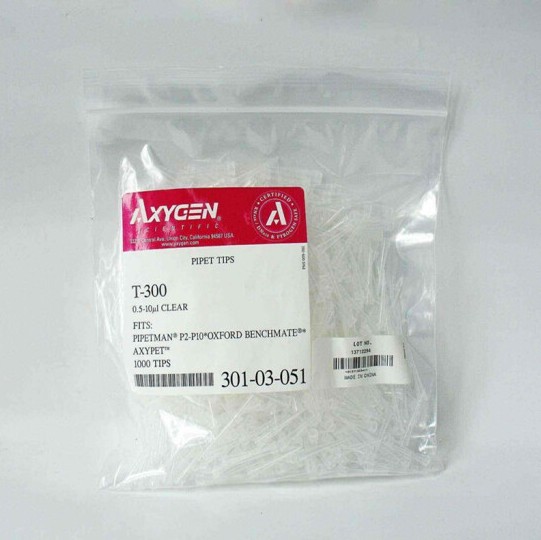 axygen爱思进10ul白吸头吸嘴移液器枪头1000支/袋装20包/箱t-300