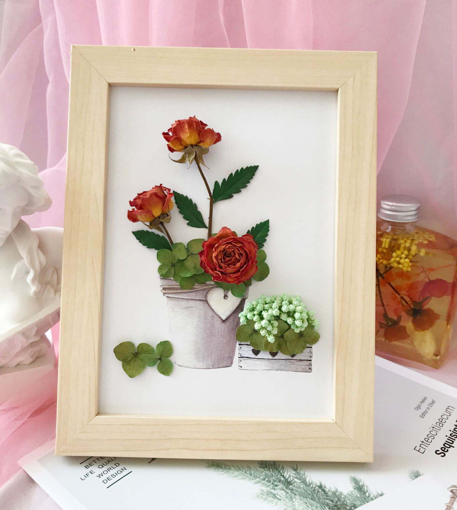 【7寸相框材料包】干花立体相框diy材料包墙壁装饰干花相框摆台