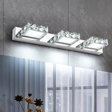 LED水晶镜前灯跨境3头时尚美规不锈钢浴室镜柜化妆镜补光壁灯