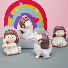 瑜伽女孩办公桌摆件娃娃日系治愈礼品软萌可爱车载小萌妹