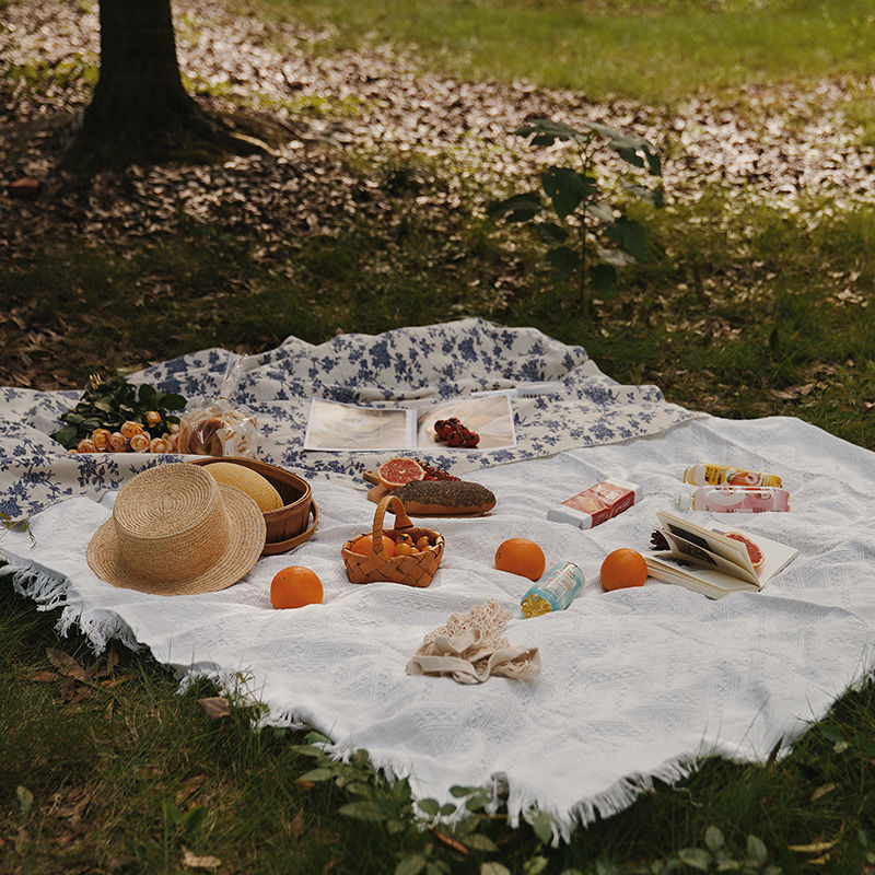 户外露营地垫野餐垫ins风白色野餐布网红用品春日野餐道具桌布