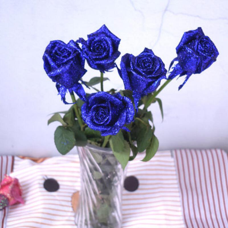 蓝色妖姬干花单支一支花束蓝玫瑰真花鲜花母亲节朋友生日礼物插花