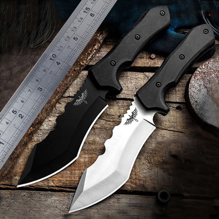 户外刀防御战术直刀高硬度直柄野外生存刀登山探险工具刀带皮套