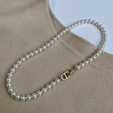 正圆强光施家珍珠字母h项链女轻奢小众高级感锁骨链气质时尚百搭