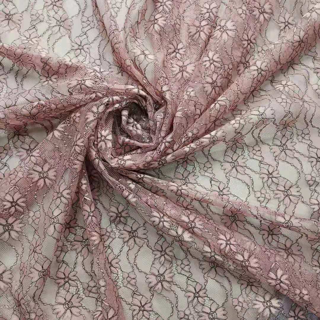 【厂家直销】热卖款涤纶黑纱细线大小花波浪边蕾丝 裙装面料现货