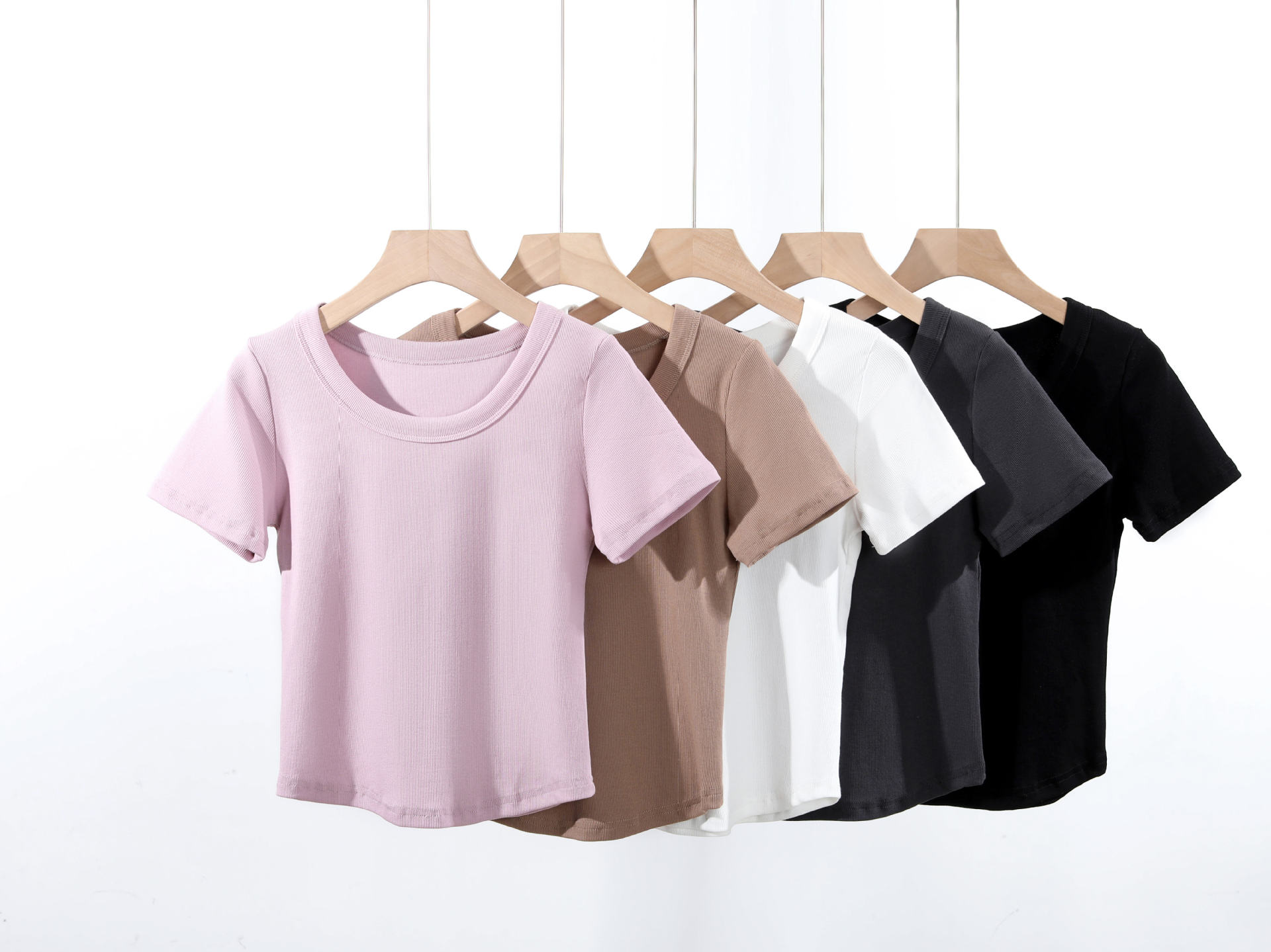 super soft and comfortable close-fitting 220g 2 × 2 thread cloth short women‘s t-shirt