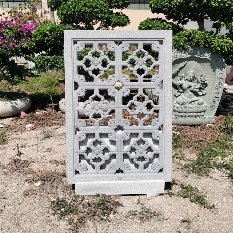 惠安石雕窗花摆件祖厝公园寺庙芝麻白芝麻灰镂空窗雕石窗工厂加工
