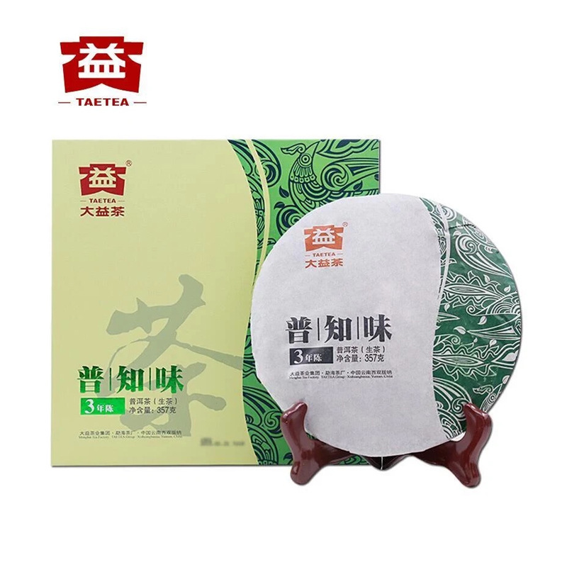 taetea茶叶普洱茶饼茶 3年陈料普知味生茶357g/饼 茶叶礼盒伴手礼