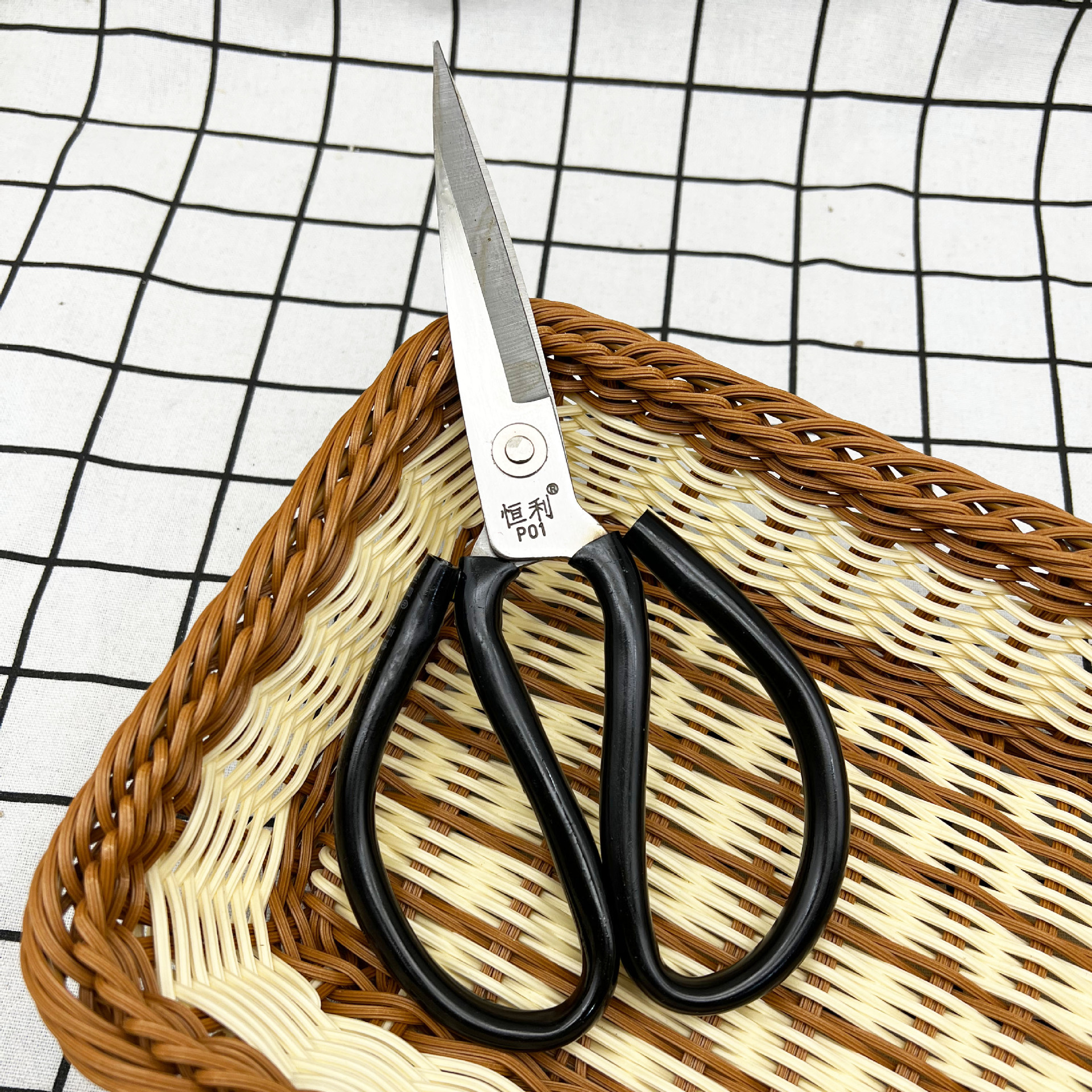 黑柄1号剪刀 黑色皮手柄剪刀 大头剪 家用剪刀五金工具批发