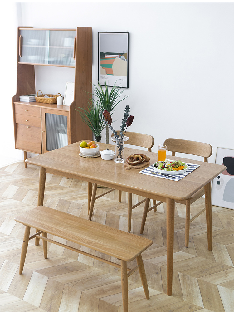 北欧小户型家用餐桌椅组合 现代实木餐桌饭桌长方形桌子橡木家具