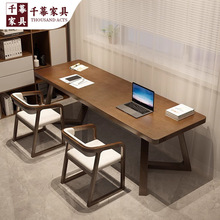 千慕实木双人书桌椅全套电脑桌台式家用卧室工作台简约办公桌定制