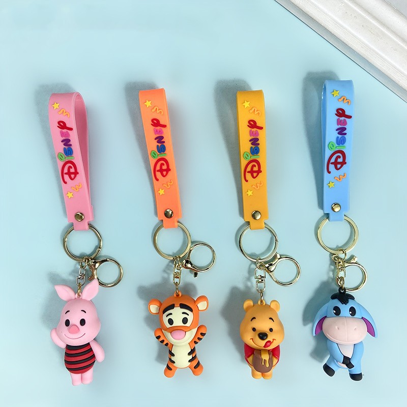 Creative Cartoon Little Bear Tigger Pig Keychain Cute Long Ear Donkey Key Chain Men and Women Handbag Pendant Wholesale