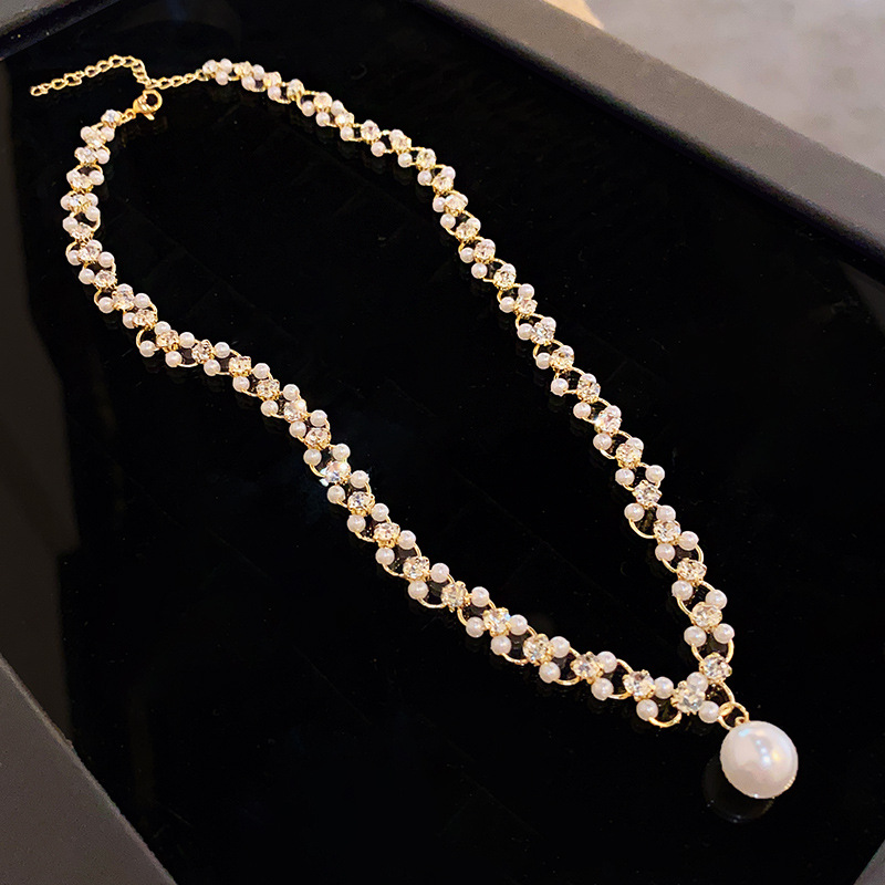 Light Luxury Minority Super Fairy Wild Pearl Necklace for Women Refined Zircon Internet Celebrity Same Style Temperament Clavicle Chain Wholesale Necklace