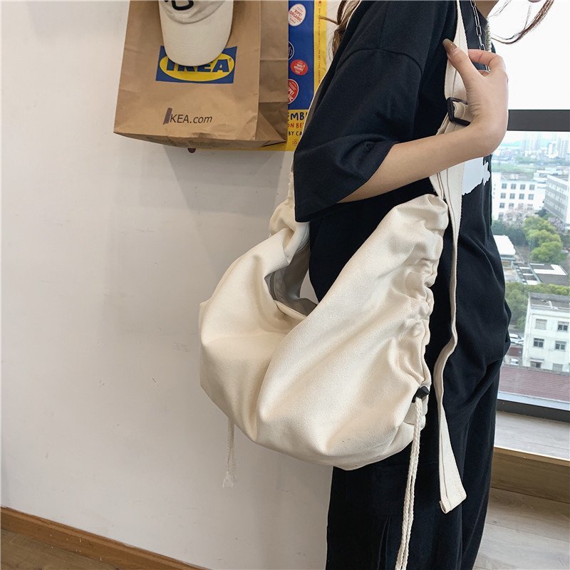 Bag Women's Messenger Bag Large Capacity Korean Style College Student Chic Canvas Solid Color Casual New Fashion Shoulder Bag Fashion women bag
