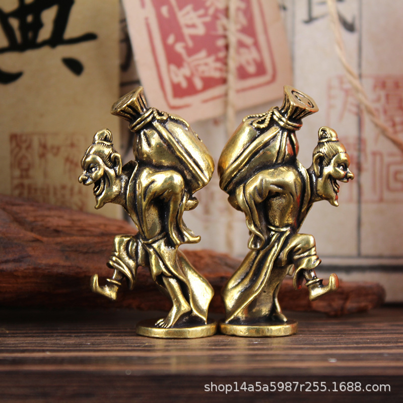 黄铜酒鬼老人家居办公室桌面小摆件工艺品茶宠摆件地摊黄铜批发源