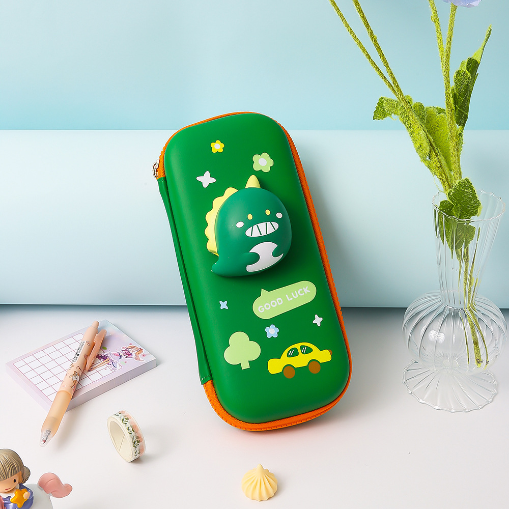 摩克减压eva笔盒可爱卡通动物造型大容量恐龙拉链笔袋铅笔盒学生