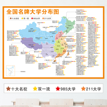 全国重点高校分布图高中班级文化墙励志装饰画985211大学地图墙风