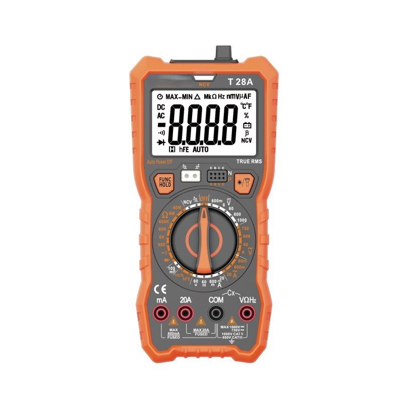 外贸版智能数字万用表T28A6000显示100mF电容测量NCV火线红外