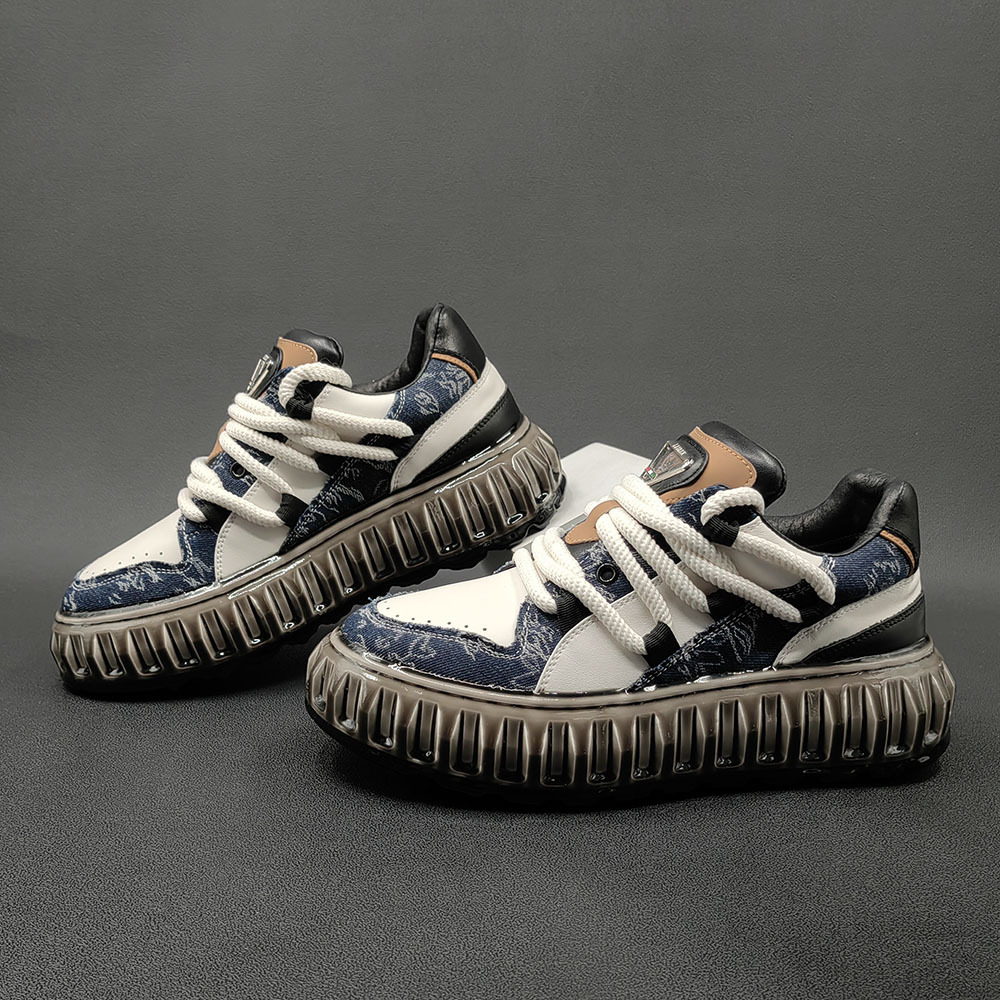 高端男士休闲鞋百搭拼色欧洲站男鞋厚底男生休闲鞋轻奢增高淋胶鞋