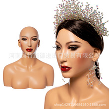 双肩头模假发首饰摄影拍照展示道具模特头女欧美假人玻璃钢女头模