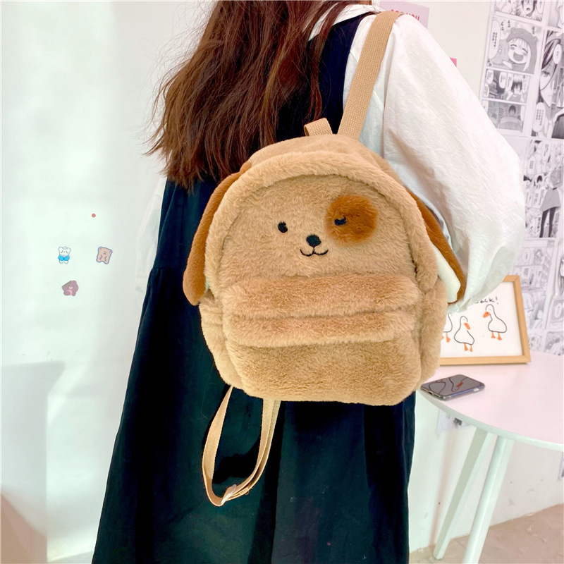 New Puppy Plush Toy Doll Cute Cartoon Soft Cute Backpack Large Capacity Plush Backpack for Women